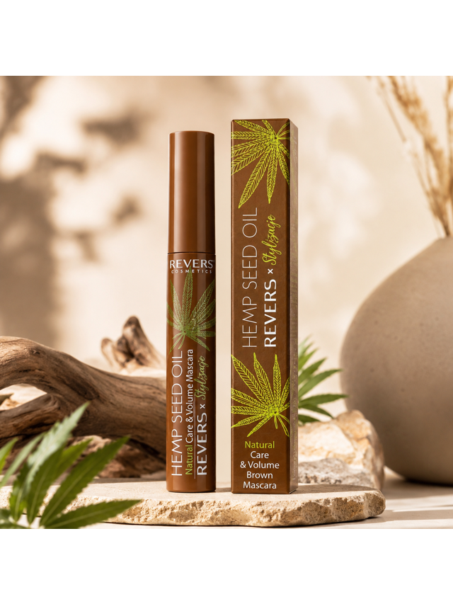 Blakstienų tušas REVERS HEMP SEED OIL rudas, 10 ml