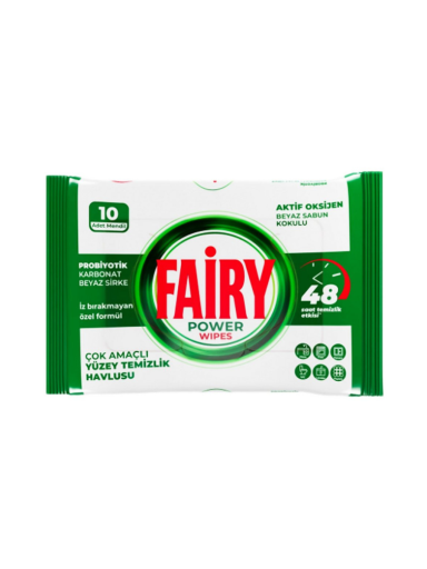 FAIRY universalios drėgnos paviršių valymo servetėlės, 10 vnt, power wipes