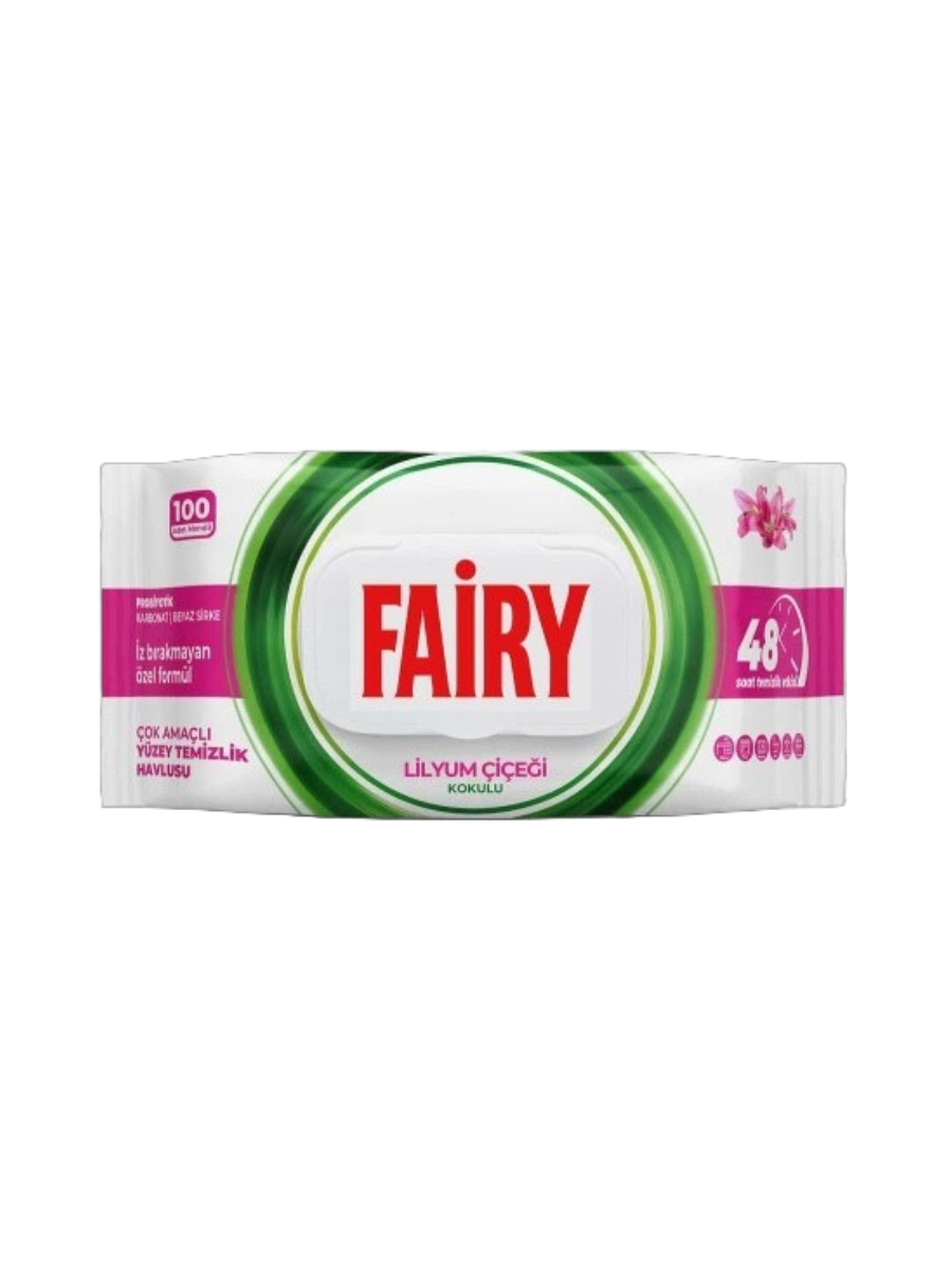 FAIRY universalios drėgnos paviršių valymo servetėlės, 100 vnt, lelijų kvapo FAIRY universalios drėgnos paviršių valymo servetėlės, 100 vnt, lelijų kvapo