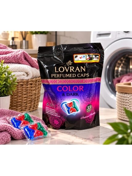 LOVRAN Color & Dark parfumuotos skalbimo kapsulės 33 vnt. LOVRAN Color & Dark parfumuotos skalbimo kapsulės 33 vnt.