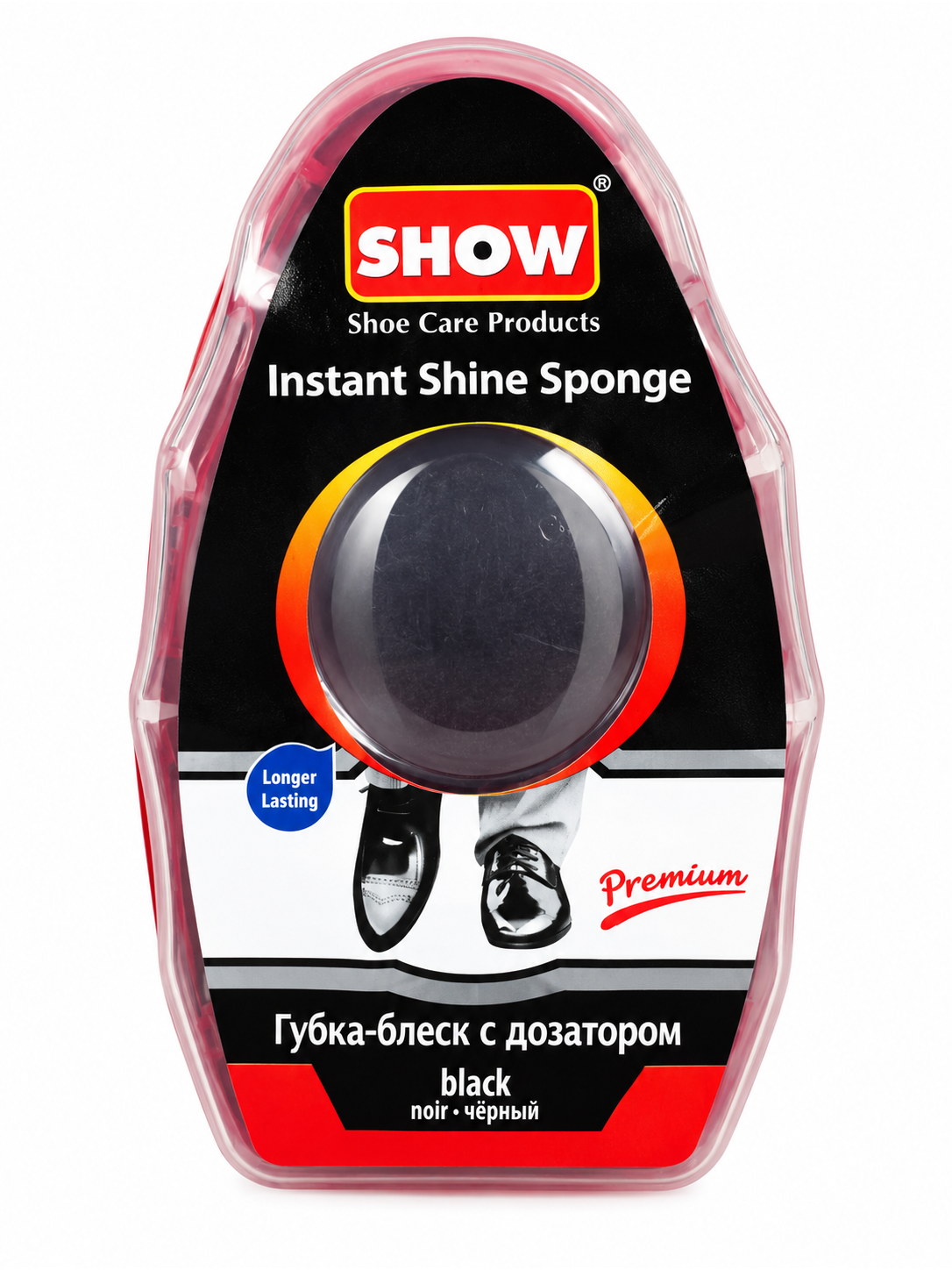 „SHOW Premium“ batų blizginimo kempinėlė su dozatoriumi, juoda